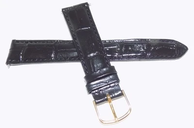 7 3/4" 197mm Longitud Timex 18mm Negro Acolchado Croco Grano Reloj Correa Hebilla Dorada Foto 1 de 4