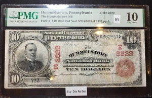 1902 Red Seal $10 Hummelstown PA CH#2822 The Hummelstown NB PMG 10 - Picture 1 of 2