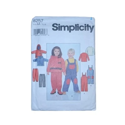 Simplicity Sewing Pattern 8257 Toddler Overalls Jacket Pants Top UNCUT Sz 1/2-2 - Image 1 of 3