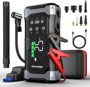 Oreetga 9000A 24000mAh Car Battery Jump Starter 12V Dual USB Quick Charge and DC - Picture 1 of 8
