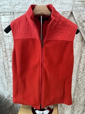 Talbots Women's Red Fleece Vest with Quilted Shoulder and Pockets Size Medium - Image 1 of 4