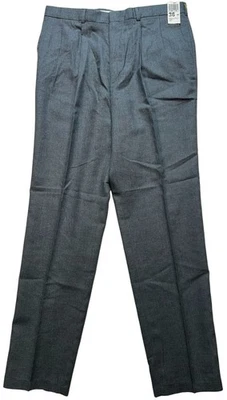 Bill Blass Mens Preppy Dress Pants Pleated Front Stretch Size 36x34 Gray Casual - Image 1 of 4
