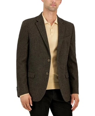 Blazer Abrigo Deportivo Nautica Para Hombres Ajuste Moderno Tweed 48 R Marrón Espiga Foto 1 de 2