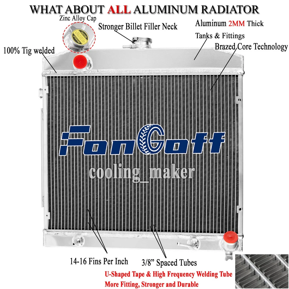 Radiador de 2 filas Fit 1968-1973 Mercedes Benz Clase W108 W109 280 SE/SEL 300 SE/SEL Foto 1 de 4