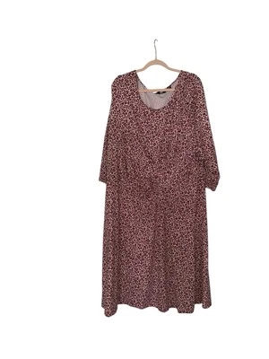 Lands End Dress Womens Plus Size 3X Pink Floral Midi Front Knot Cotton Blend - Imagem 1 de 4