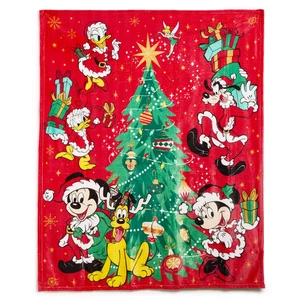 Christmas Tree Mickey Mouse and Friends Holiday Disney Throw Blanket 60" x 50" - Picture 1 of 4
