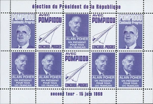 VIGNETTE POLITIQUE VIOLETTE "Présidentielle 2e TOUR / POMPIDOU - CONCORDE" 1969 - Imagen 1 de 1