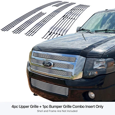 Combo de inserción de rejilla de billet cromada de acero inoxidable para Ford Expedition 2007-2014 Foto 1 de 4