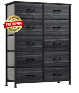 Comoda De 10 Cajones Gabetero Gris Para Ropa Mesa De Noche Mueble Dormitorio - Picture 1 of 7