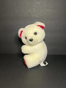 G.L. Very Famous White & Red Polka Dot Sideways Sitting Teddy Bear Plush Toy 6" - Picture 1 of 5