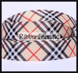 3yds Plaid 3/8" 5/8" 7/8" 1.5"   Grosgrain Ribbon - Picture 1 of 1