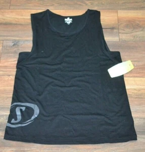 Spalding Activewear Black Logo Style Sleeveless Top Tank Top Workout Shirt  - Picture 1 of 3
