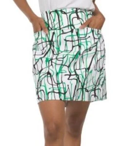 NWT Swing Control BLACK WHITE GREEN GRAFFITI Pullon Stretch GOLF SKORT 4 & 12 - Picture 1 of 2