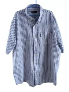 Men's VTG 🦘KANGOL🦘 Short Sleeve Shirt - 3XL - White & Blue Stripe - Free P&P  - Picture 1 of 5