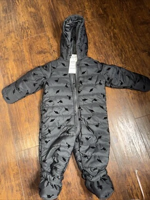 Traje de nieve para bebé nuevo con etiquetas infantil 1ª impresión 6-9 meses equipo de invierno dinosaurio negro Foto 1 de 4