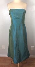 Vintage Iridescent Blue Silk Strapless Dress, Cocktail or Party Dress, Size M