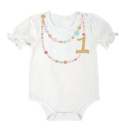 Stephan Baby Snapshirt-Style Diaper Cover, First Birthday Fancy Necklace, 6-12 M - Image 1 of 1