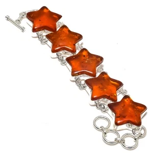 Attractive Baltic Amber Gemstone Handmade 925 Sterling Silver Jewelry Bracelet - Picture 1 of 6