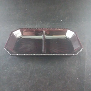 Vintage Avon 1876 Cape Cod Ruby Red Glass Divided Condiment Dish Relish Tray - Picture 1 of 8