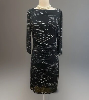 Vestido ceñido al cuerpo David Meister vintage para mujer negro con cuello de barco talla 10 Foto 1 de 4