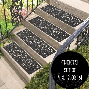 Rubber Stair Step Treads Mat SUNFLOWER Design Outdoor Porch Traction ~ CHOICES - Picture 1 of 9
