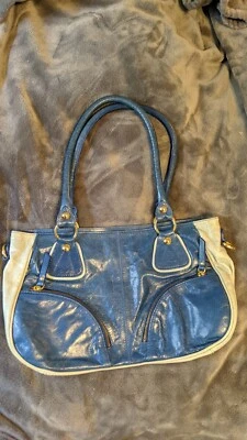 ROBERTA GANDOLFI SHOULDER BAG GENUINE LEATHER 2 TONE BLUE MXPOPEY ITALIAN ITALY - Image 1 of 4
