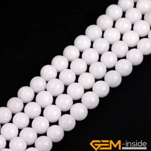 Porcelain White Jade Gemstone Round Beads For Jewelry Making 15" 6mm 8mm 10mm - Picture 1 of 39