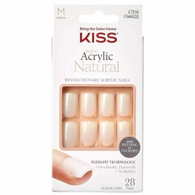 Kiss Inc Natural Acrylic False Nails - Euphoria (28 Nails & Adhesive 2g)