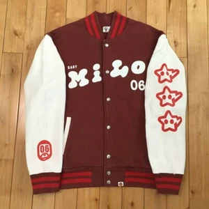 BAPE Milo logo sweat varsity jacket dark red A Bathing Ape Size L - Picture 1 of 9