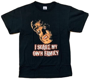 Wolfman Face “I Scare My Own Family”  T-Shirt Size Medium Black 100% Cotton - Picture 1 of 3