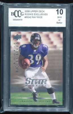 2008 Upper Deck Rookie Exclusives #RE42- Ray Rice Rookie BCCG 10 Mint - Image 1 of 2