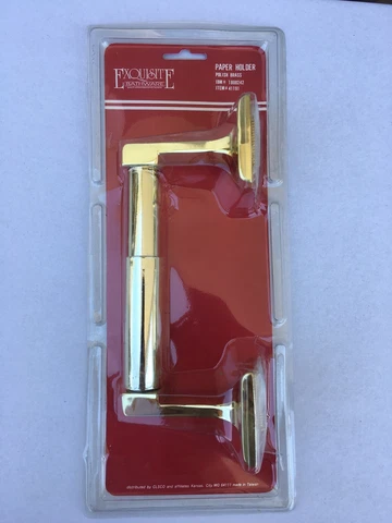 New Old Stock 1980 Vintage Toilet paper Holder Solid Polished Brass Cover