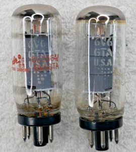 6V6GTA VINTAGE GE FENDER PAIR OF POWER TUBES USA TEST EXCELLENT NO RESERVE - Picture 1 of 9