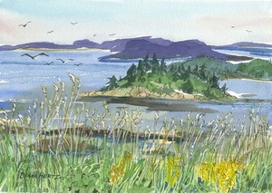 Vista de canal. Isla Campobello, Nuevo Brunswick, Canadá. Impresiones artísticas en acuarela - Imagen 1 de 2