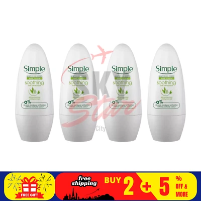 4 X Simple Soothing Anti-Perspirant Roll-On Deodorant For Sensitive Skin - Image 1 of 4