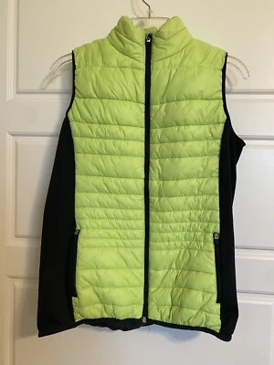 Chaleco Xersion para mujer talla L verde neón cremallera bolsillos acolchados poliéster sin etiqueta Foto 1 de 4