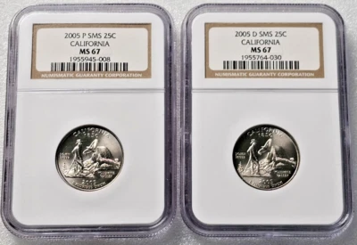 2005 P&D 25C - Statehood Quarters - California - NGC MS67 SMS - Image 1 of 4