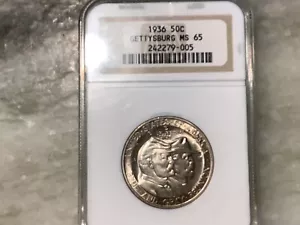 1936 Silver Gettysburg Half Dollar Commemorative MS 65 - Picture 1 of 2