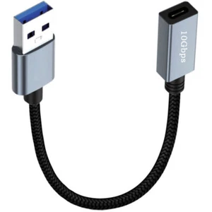 USB A 3.0 to USB C 3.1 Braided Extension Cable 10Gbps | Male to Female | 0.3m - Picture 1 of 6