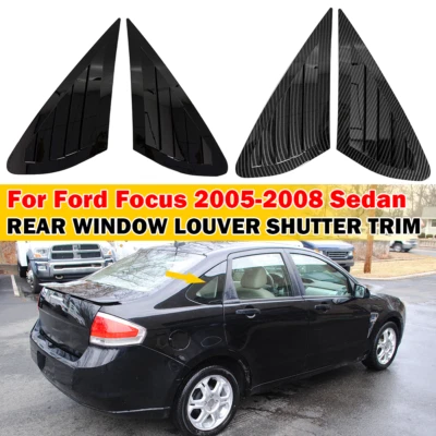 Cubierta de persiana de ventana trasera negra/fibra de carbono para Ford Focus Sedán 2005-2008 Foto 1 de 4