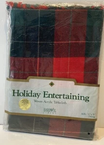 Mantel a cuadros vintage Bardwil ropa de cama vacaciones de Navidad 52" x 70" oblongo - Imagen 1 de 6