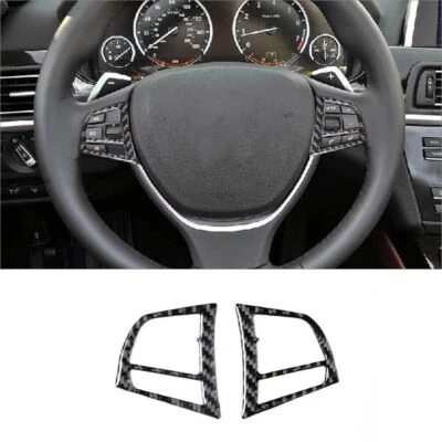 For BMW 6Series F12 F13 2011-2018 Carbon Fiber Steering Wheel Button Cover Trim — 第 1/4 张图片