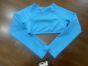 Art Class Girls Size XS 4/5 Cyber Long Sleeve Swim Top in Blue Turquoise 1121 - Picture 1 of 2