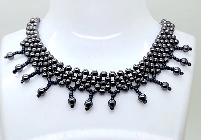 C001 Hecho a Mano Fiesta Estilo Hematita Acrílico Cuentas Gota Gargantilla Collar Moda Foto 1 de 4