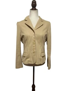 Vintage 90s Ralph Lauren Jacket Womens Petite L Khaki Coat Equestrian Button Up - Picture 1 of 7