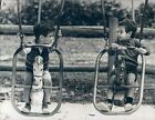 1976 Press Photo Cute Latino Boys on Playground Horse Swings 1970s