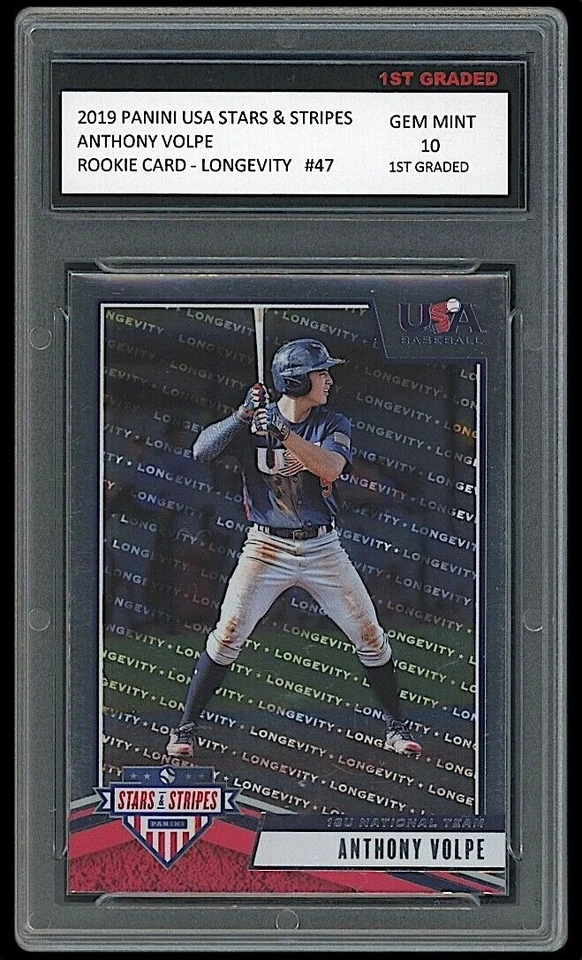Anthony Volpe 2019 Panini Stars & Stripes Longevity 1st Graded 10 Rookie Card RC - Image 1 of 1
