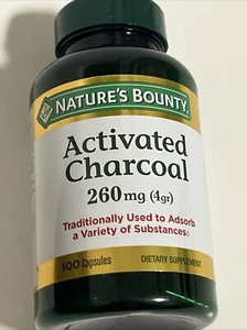 Nature's Bounty Activated Charcoal Supplement 260mg 100 Capsules Exp 03/26 - Picture 1 of 4
