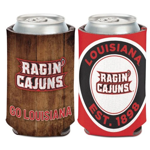 Louisiana Ragin Cajuns Can Koozie Holder Collapsible Free Ship Wood Evolution Cover