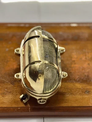 Nautical Brass Oval Wall Light Fixture – Half Bulkhead Cage Shade & Cover 1 pics - Image 1 of 4